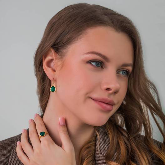 Кольцо София из серебра 925 с агатом и покрытием желтым золотом, Вставка: агат, фотография, изображение № 3 — Stile.me