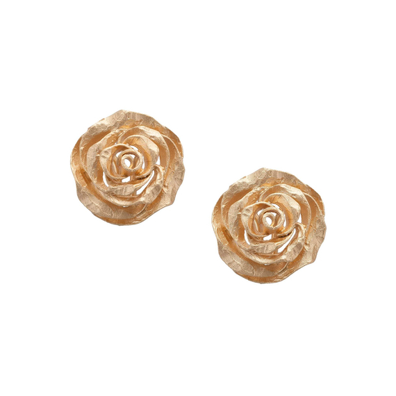 Серьги Rose матовые из серебра 925 с покрытием желтым золотом, Цвет: золотой, фото