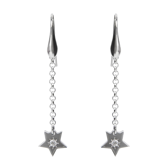 Серьги Celeste из серебра 925 с кубиком циркония и покрытием белым родием, фото