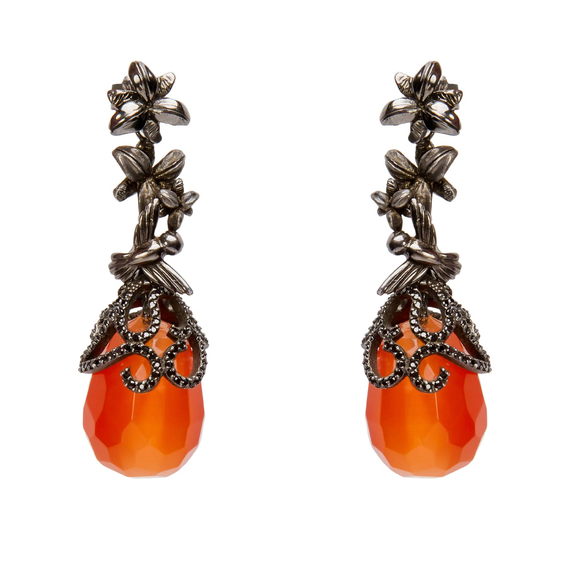 Серьги Giardini di Marzo из серебра 925 с кошачьим глазом и покрытием черным родием, Цвет: черный, фото