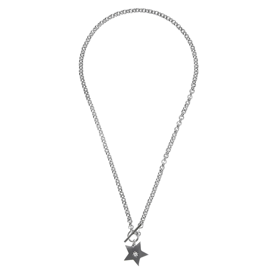 Колье Celeste из серебра 925 с кубиком циркония и покрытием белым родием, фото