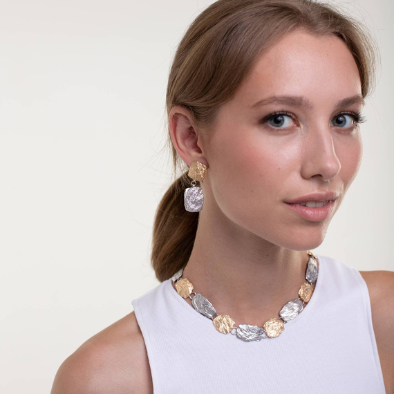 Колье Firenze из серебра 925 с покрытием белым родием и желтым золотом, фотография — Stile.me