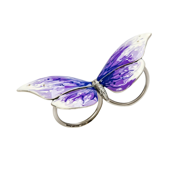 Кольцо Farfalla viola из серебра 925 с эмалью, Цвет: фиолетовый, фото