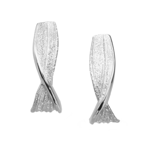Серьги Twist из серебра 925 с покрытием белым родием, Цвет: серебряный, фото
