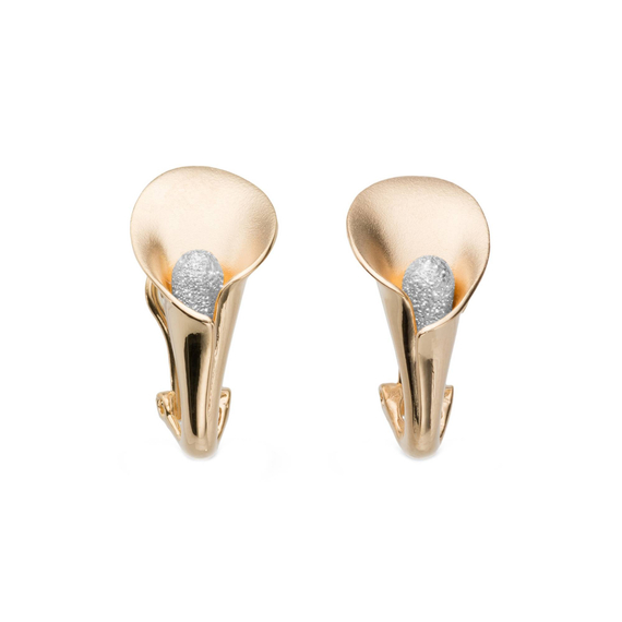 Серьги Calla из серебра 925 с покрытием желтым золотом и белым родием, Цвет: золотисто-серебряный, фото