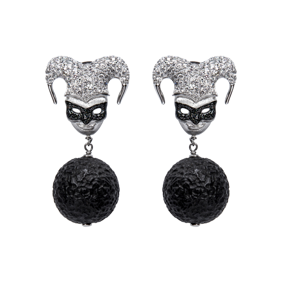 Серьги Casanova из серебра 925 с эбеновым деревом и покрытием белым родием, фото