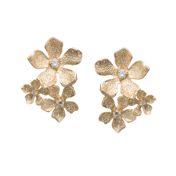 Серьги Bloom большие из серебра 925 с покрытием желтым золотом, Цвет: золотой, фото