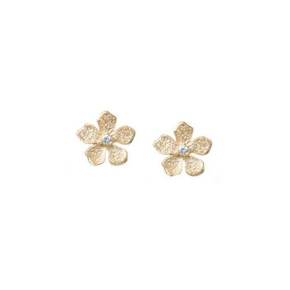 Серьги пусеты Bloom из серебра 925 с покрытием желтым золотом, Цвет: золотой, фото