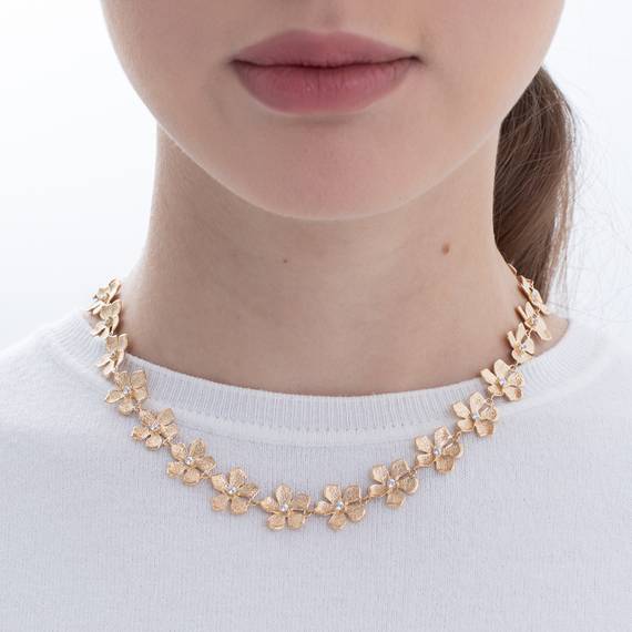 Колье Bloom из серебра 925 с покрытием желтым золотом, Цвет: золотой, фотография — Stile.me