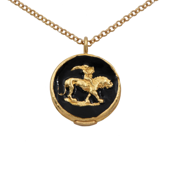 Колье Leone из серебра 925 с эмалью и покрытием желтым золотом, фото