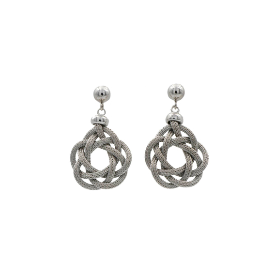 Серьги Knot из серебра 925 с покрытием белым родием, фото