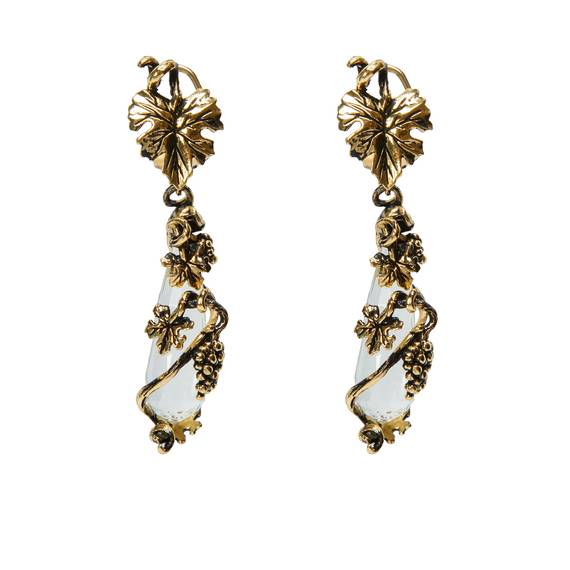 Серьги Champagne подвесные из серебра 925 с покрытием античным золотом, фотография — Stile.me