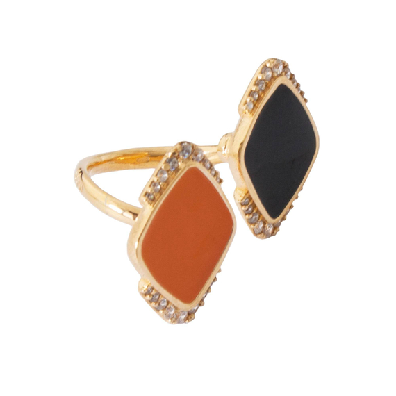 Кольцо Arancio из серебра 925 с эмалью и покрытием желтым золотом, фото