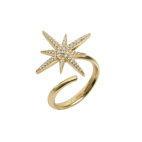 Кольцо Stella из серебра 925 с покрытием желтым золотом, Цвет: золотой, фото