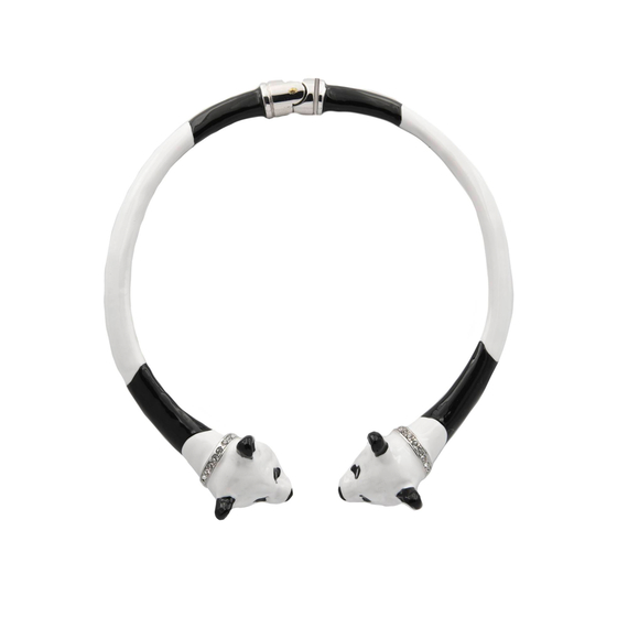 Колье Panda из латуни с эмалью и покрытием белым родием, фото