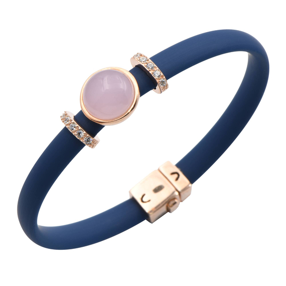 Браслет Terero rosa из серебра 925 с каучуком и покрытием розовым золотом, Цвет: розовый/синий, фото