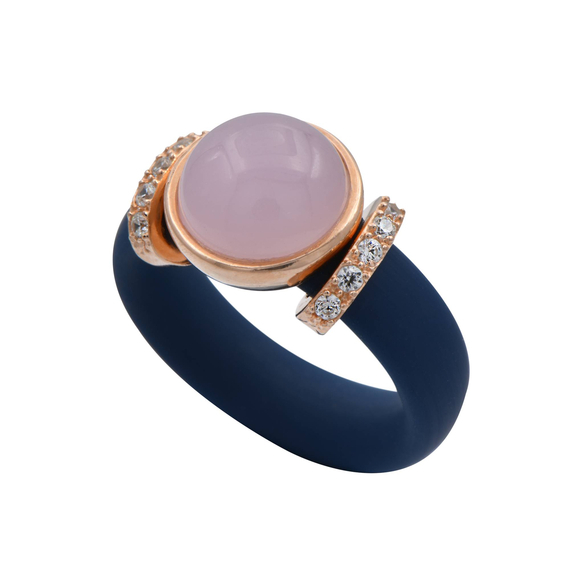 Кольцо Terero rosa из серебра 925 с каучуком и покрытием розовым золотом, фото