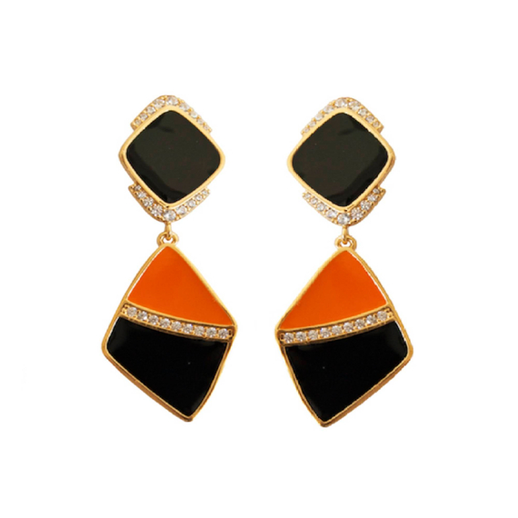 Серьги Arancio из серебра 925 с эмалью и покрытием желтым золотом, фото