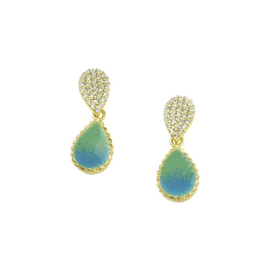 Серьги Essenza из серебра 925 с эмалью и покрытием желтым золотом, фото