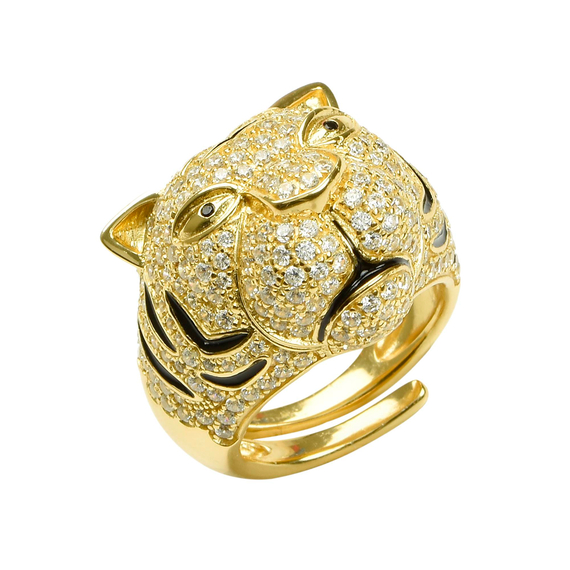 Кольцо Tigre из серебра 925 с покрытием желтым золотом, фото
