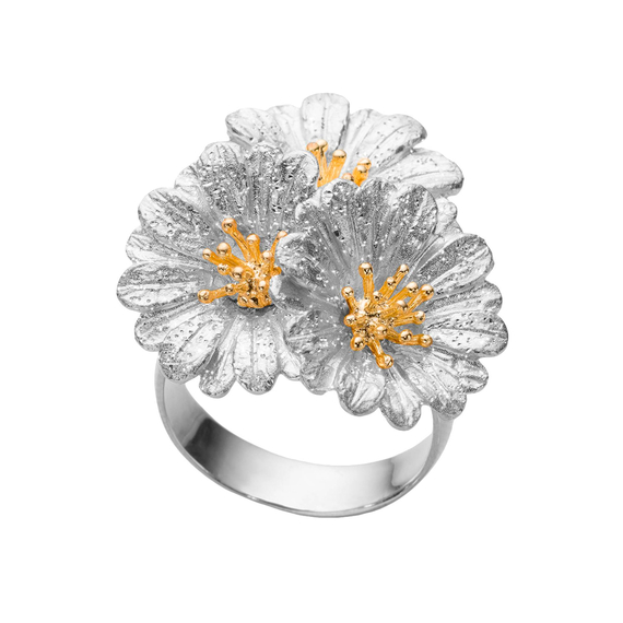 Кольцо Fiore тройное из серебра 925 с покрытием белым родием и желтым золотом, фото