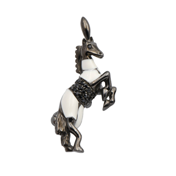 Брошь Cavallo mini из серебра 925 с эмалью и покрытием черным родием, фото