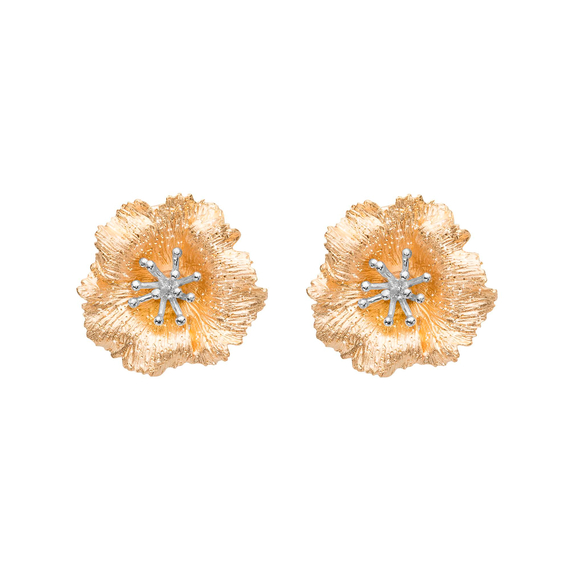 Серьги Fiore grande из серебра 925 с покрытием желтым золотом и белым родием, Цвет: золотисто-серебряный, фото
