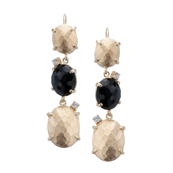 Серьги Aversa из серебра 925 с кварцем и покрытием желтым золотом, фото