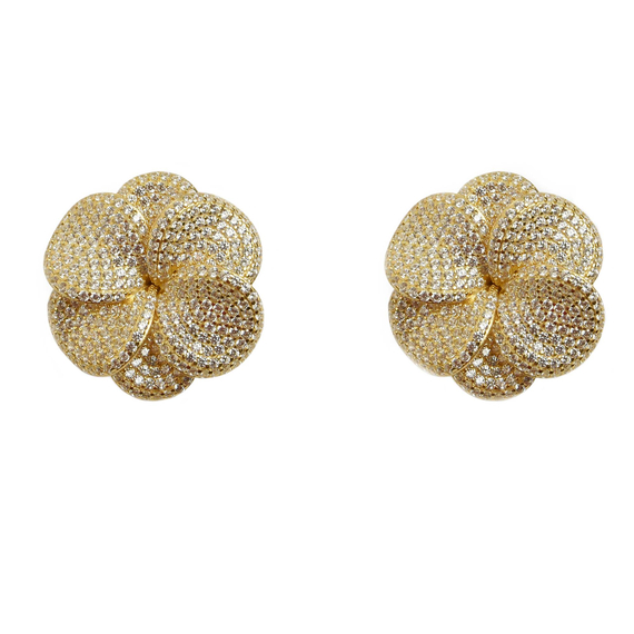 Серьги Flora из серебра 925 с покрытием желтым золотом, фото