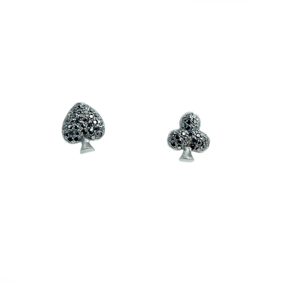 Серьги пусеты Spade из серебра 925 с покрытием родием, Цвет: черный, фото